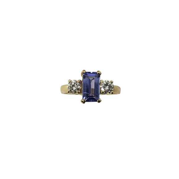 14 Karat Yellow Gold Amethyst and Diamond Ring Size 6 GAI Certified #12083 - Picture 1 of 8